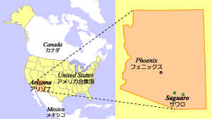 Location of Saguaro National Park / サワロ国立公園の場所